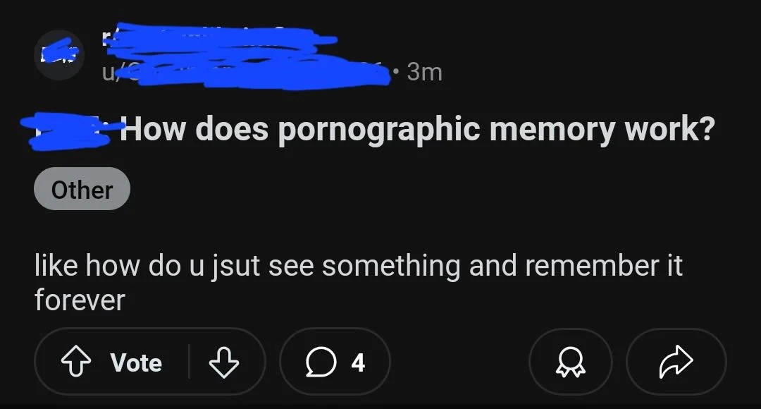 Social media station  questioning "pornographic memory," asking however  seeing thing  results successful  imperishable  memory