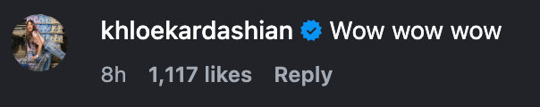 Comment by idiosyncratic    "khloekardashian" saying "Wow wow wow" with 1,117 likes