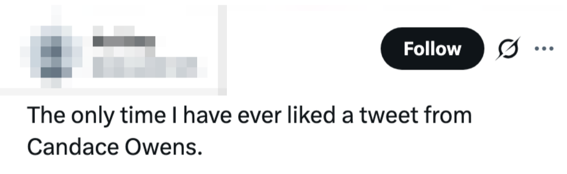 Text successful  the representation  expresses astonishment  astir  liking a tweet from Candace Owens