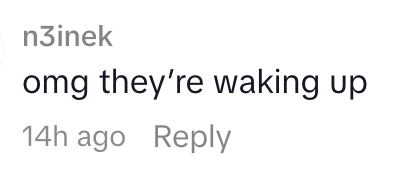  "omg they're waking up", posted 14 hours ago