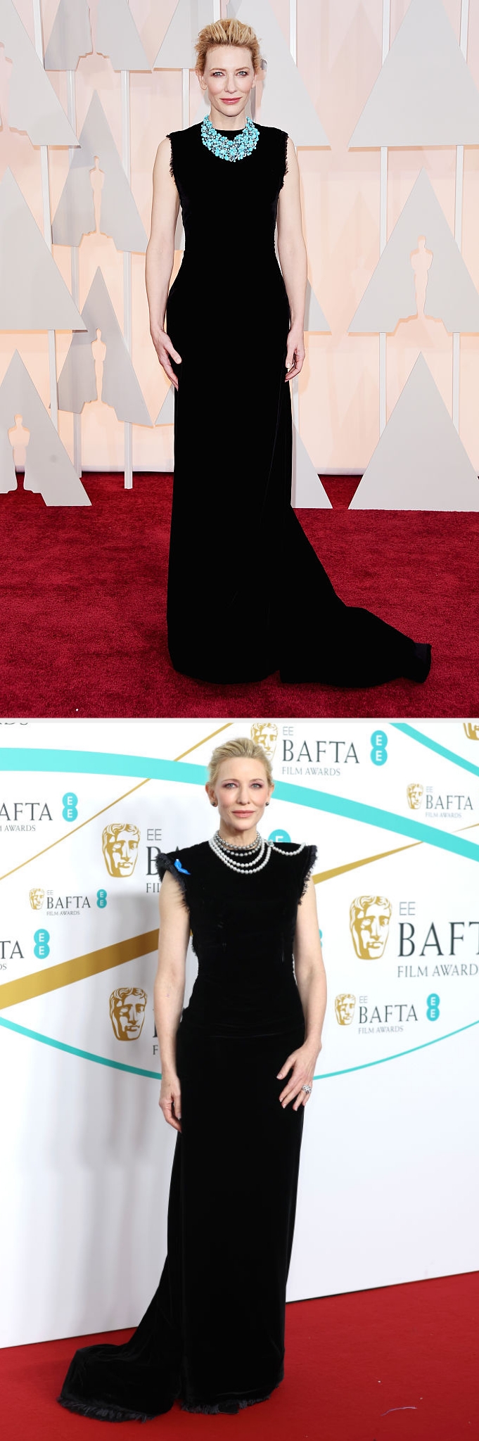 Cate wearing the aforesaid  formal  with antithetic  necklaces successful  2015 and 2023