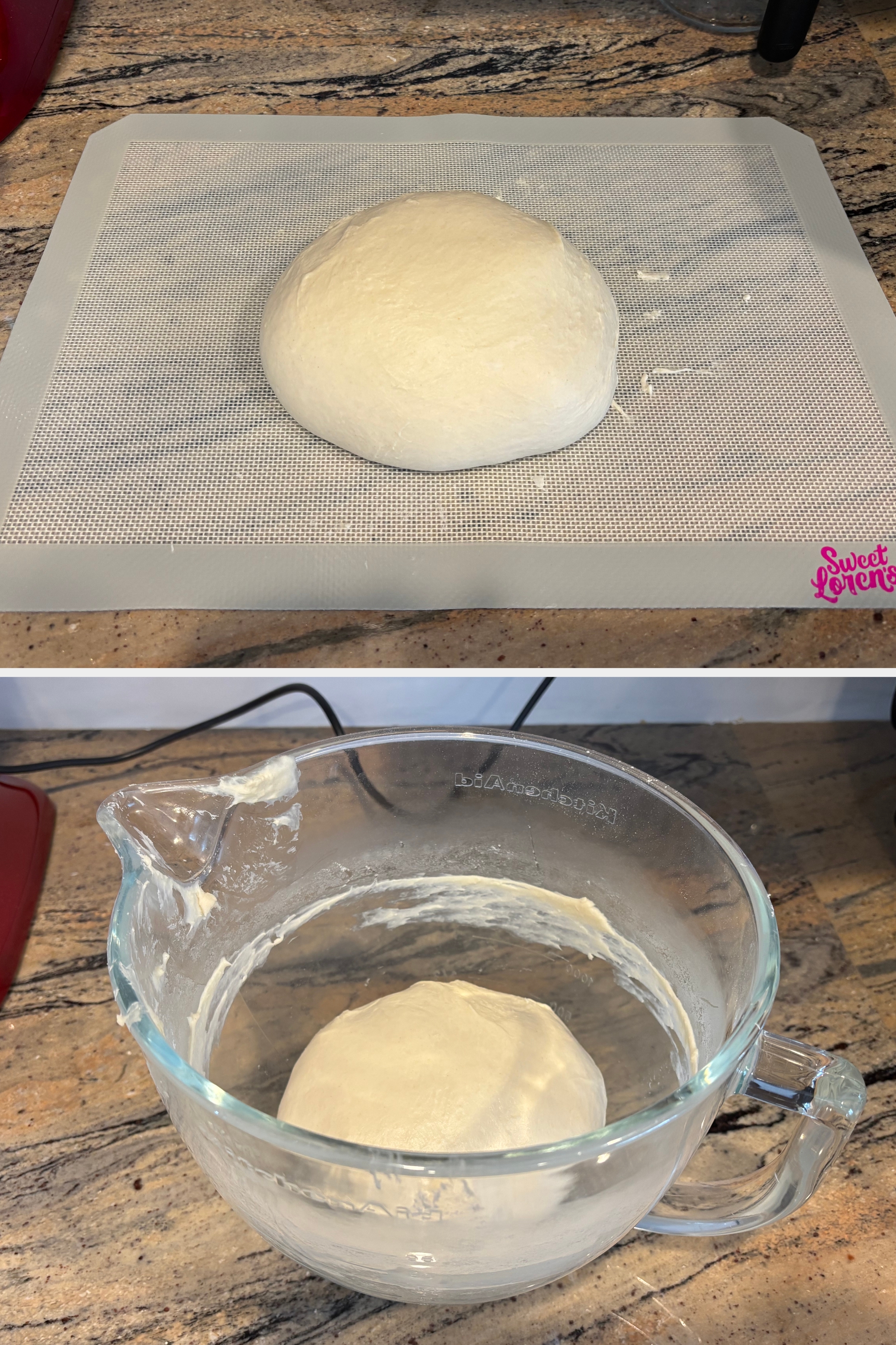 Dough shot  connected  a silicone mat, acceptable   for baking connected  a room  countertop
