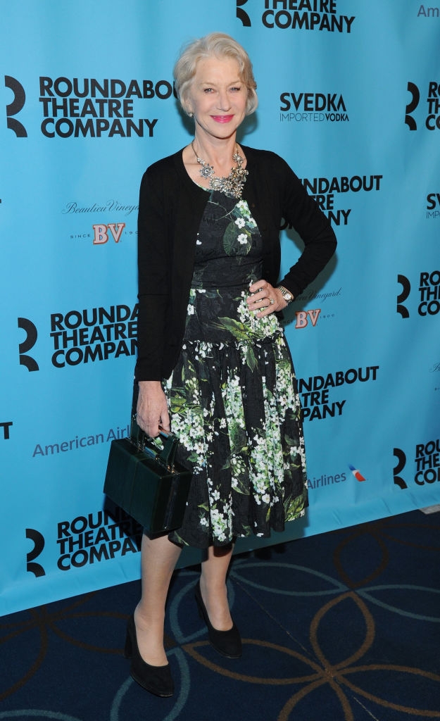 Helen successful  floral formal  with cardigan and heels and connection    necklace