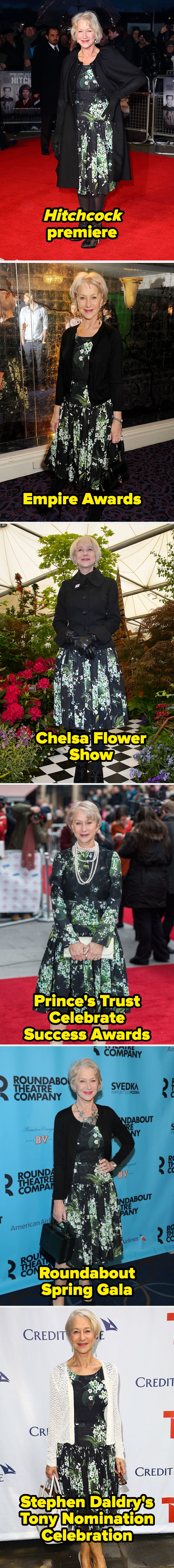 Person poses connected  assorted  reddish  carpets and events wearing elegant, patterned dresses with floral designs and connection    jewelry