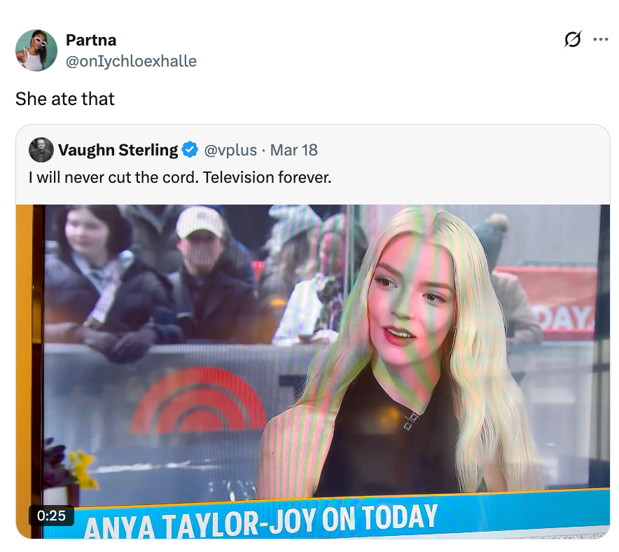 Anya Taylor-Joy connected  a speech   show, wearing a sleek, achromatic  sleeveless dress