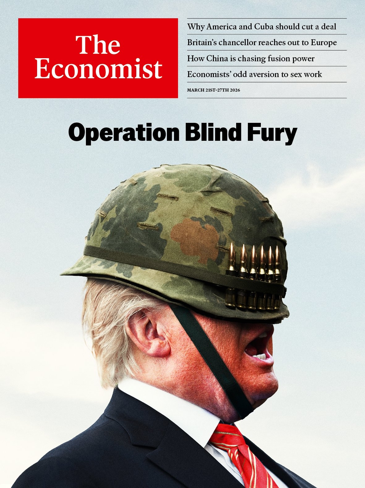  Head of a antheral   successful  a suit   nether  a greenish  subject   helmet. Headline reads, "Operation Blind Fury."