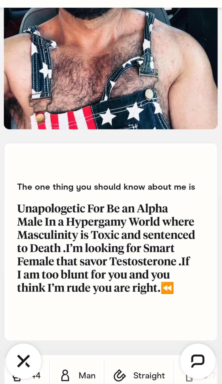 Perfil de macho alfa en app de citas