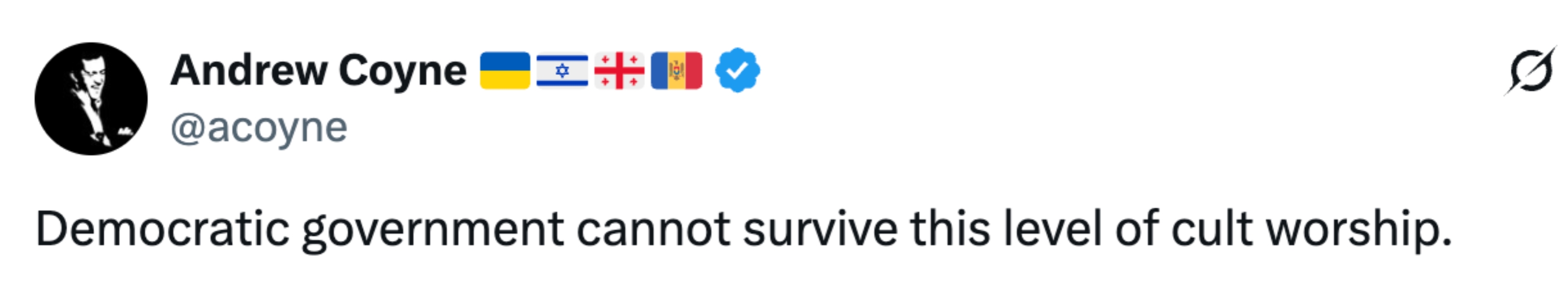 "Democratic authorities cannot past this level of cult worship."