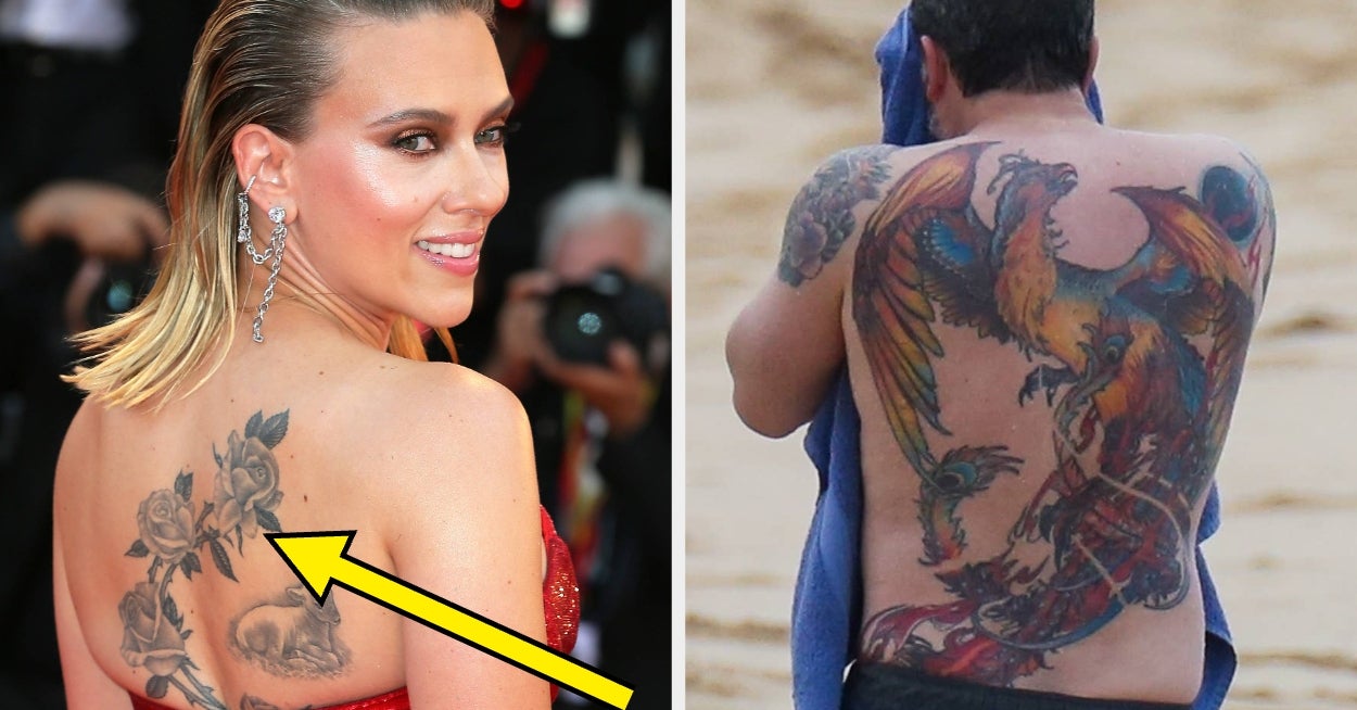 22 Celebrities Who've Been Secretly Hiding Absolutely Enormous Back Tattoos This Whole Damn Time