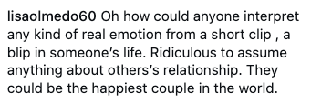 Comment criticizing assumptions astir a couple's narration based connected a abbreviated clip, emphasizing the complexity and privateness of idiosyncratic relationships