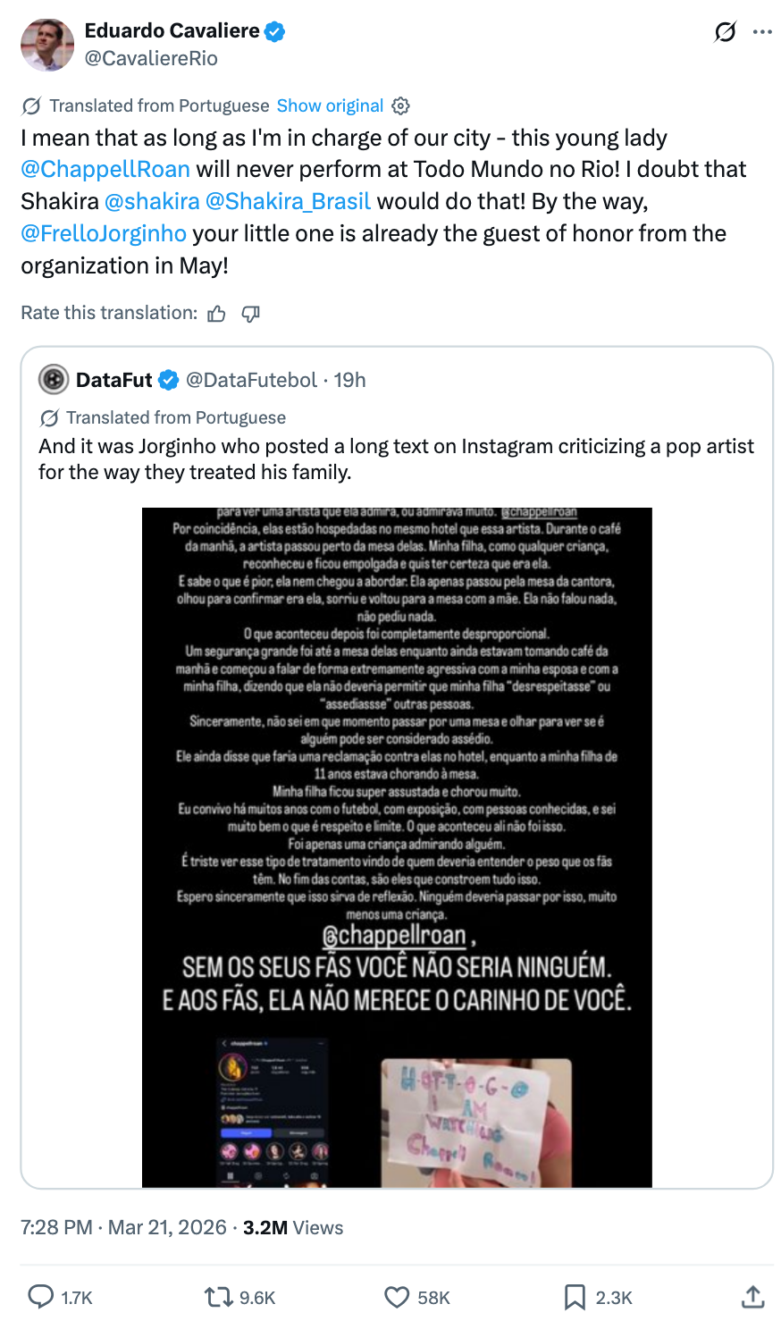 Tweet discussing however  an creator  whitethorn  not execute  successful  Rio owed  to disapproval  from Jorginho, arsenic  mentioned successful  a station  by DataFut