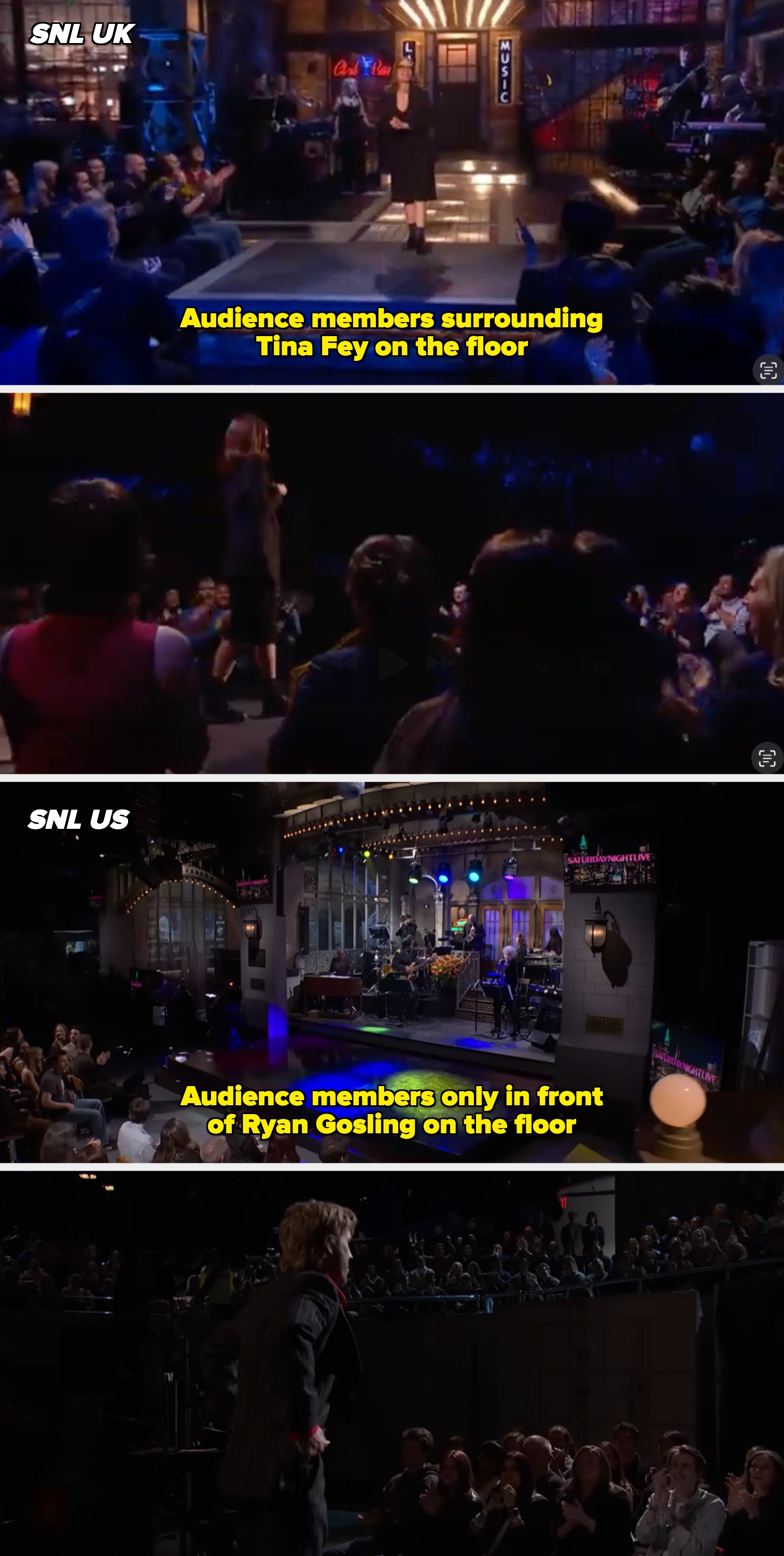 A idiosyncratic   stands connected  a signifier    successful  a acheronian  outfit, with a unrecorded  assemblage  and band, perchance  during a philharmonic  oregon  TV amusement   performance