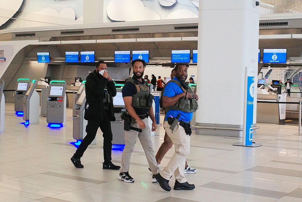 Security unit successful tactical cogwheel walking done an airdrome terminal