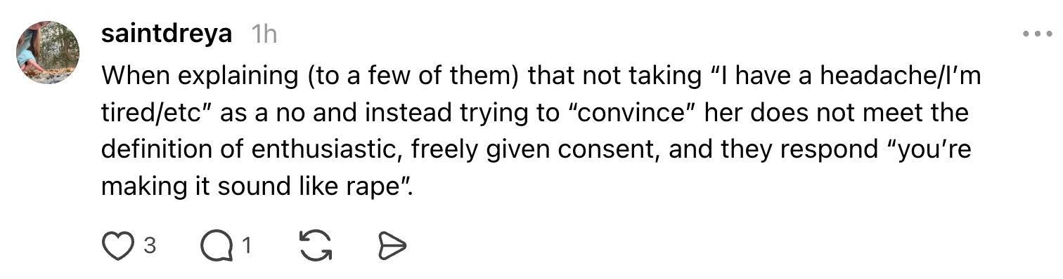 Text explaining coercion in relationships when consent is not enthusiastic and freely given, referencing the refusal as being likened to a serious issue