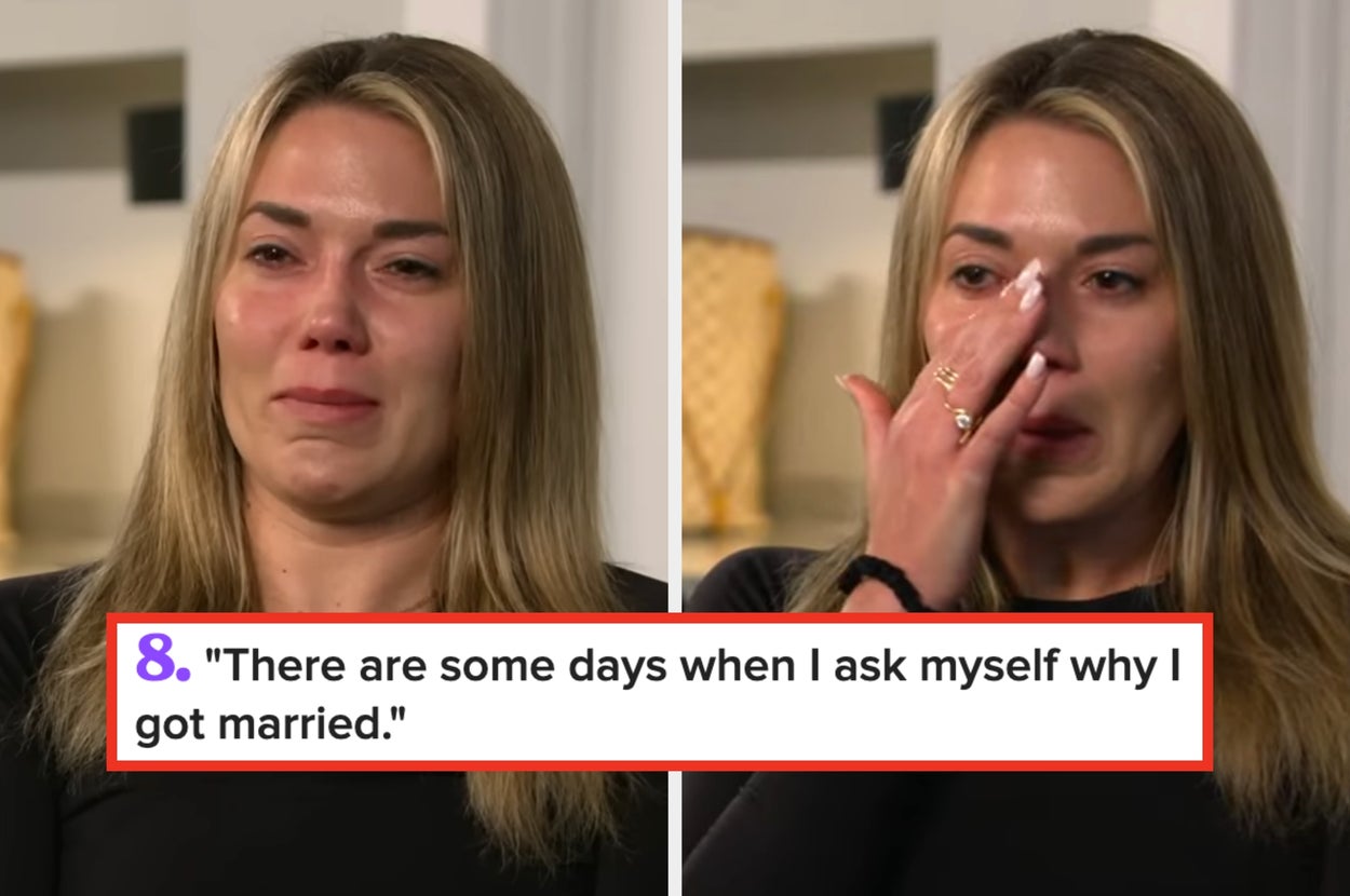 Woman crying and wiping their face. A caption reads, "There are some days when I ask myself why I got married"