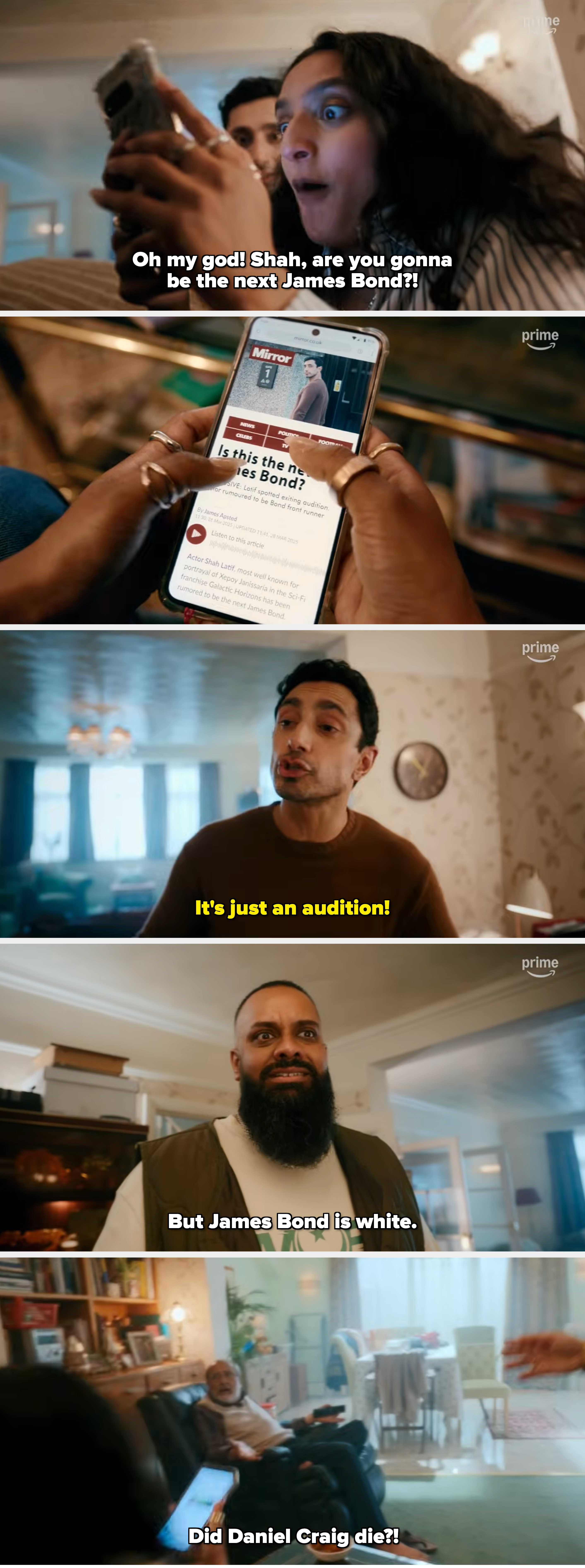 Person reads a telephone nonfiction titled "Is this the caller James Bond?" with speculation astir an histrion portrayed arsenic Bond