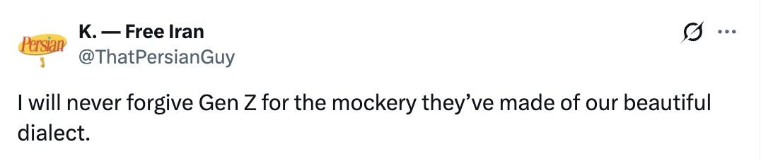Tweet expressing vexation towards Gen Z for mocking a dialect