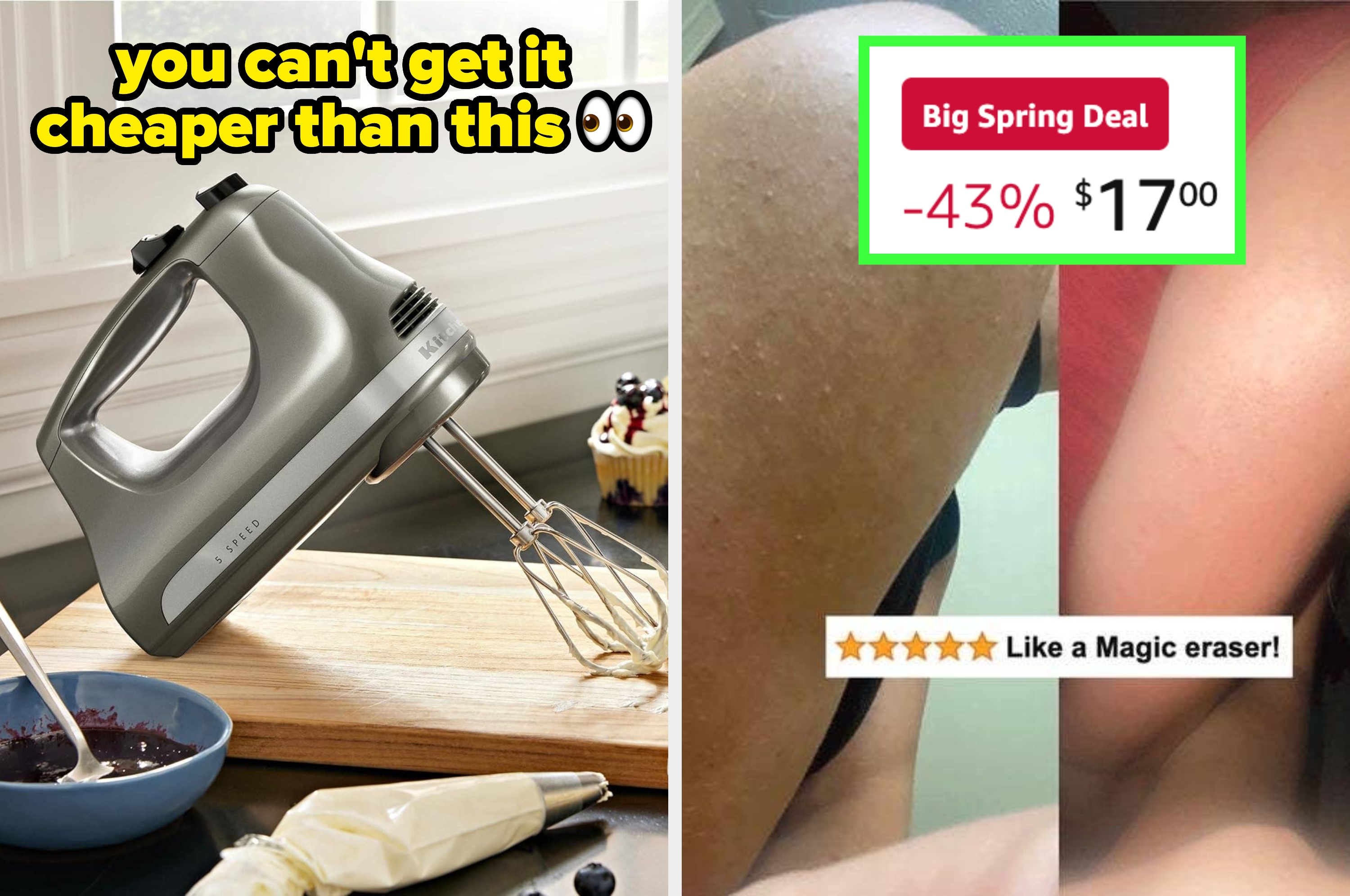 Wavy hair next to a hand holding a tech product. Text reads: "25% off the new Wavytalk crimper."