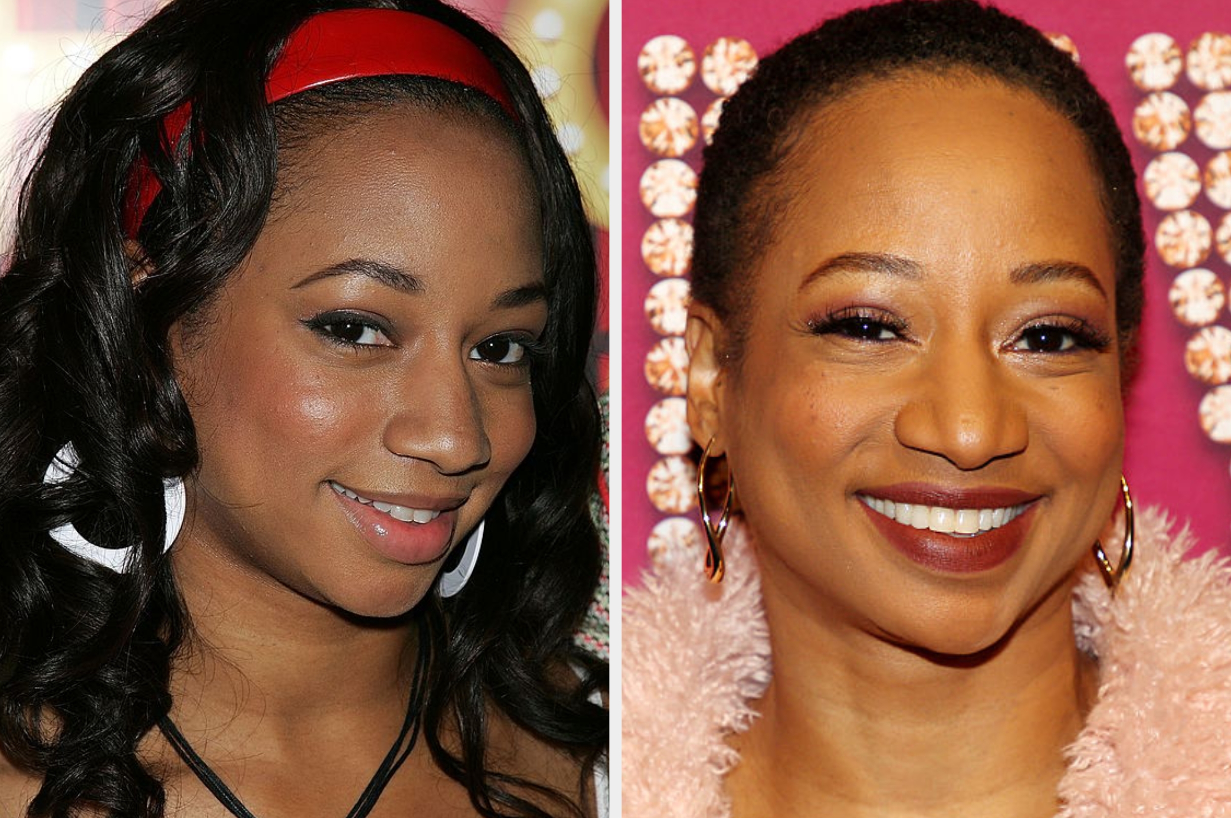 Two side-by-side images of a woman, showing her hairsbreadth and benignant changes implicit time