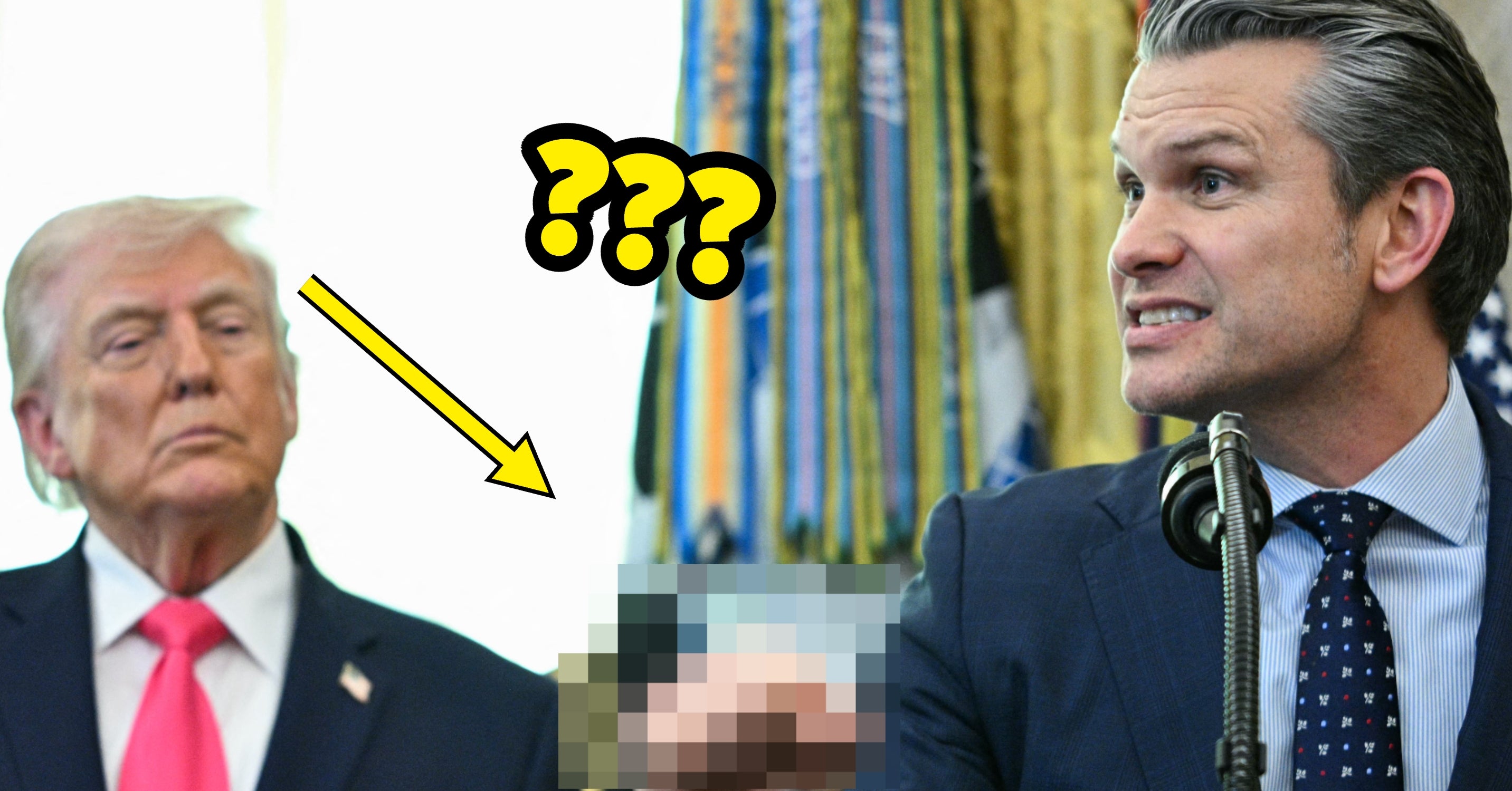 Everyone Is Clocking Trump's Reaction To Pete Hegseth Making An...Um...Interesting Hand Gesture While Talking About The War With Iran