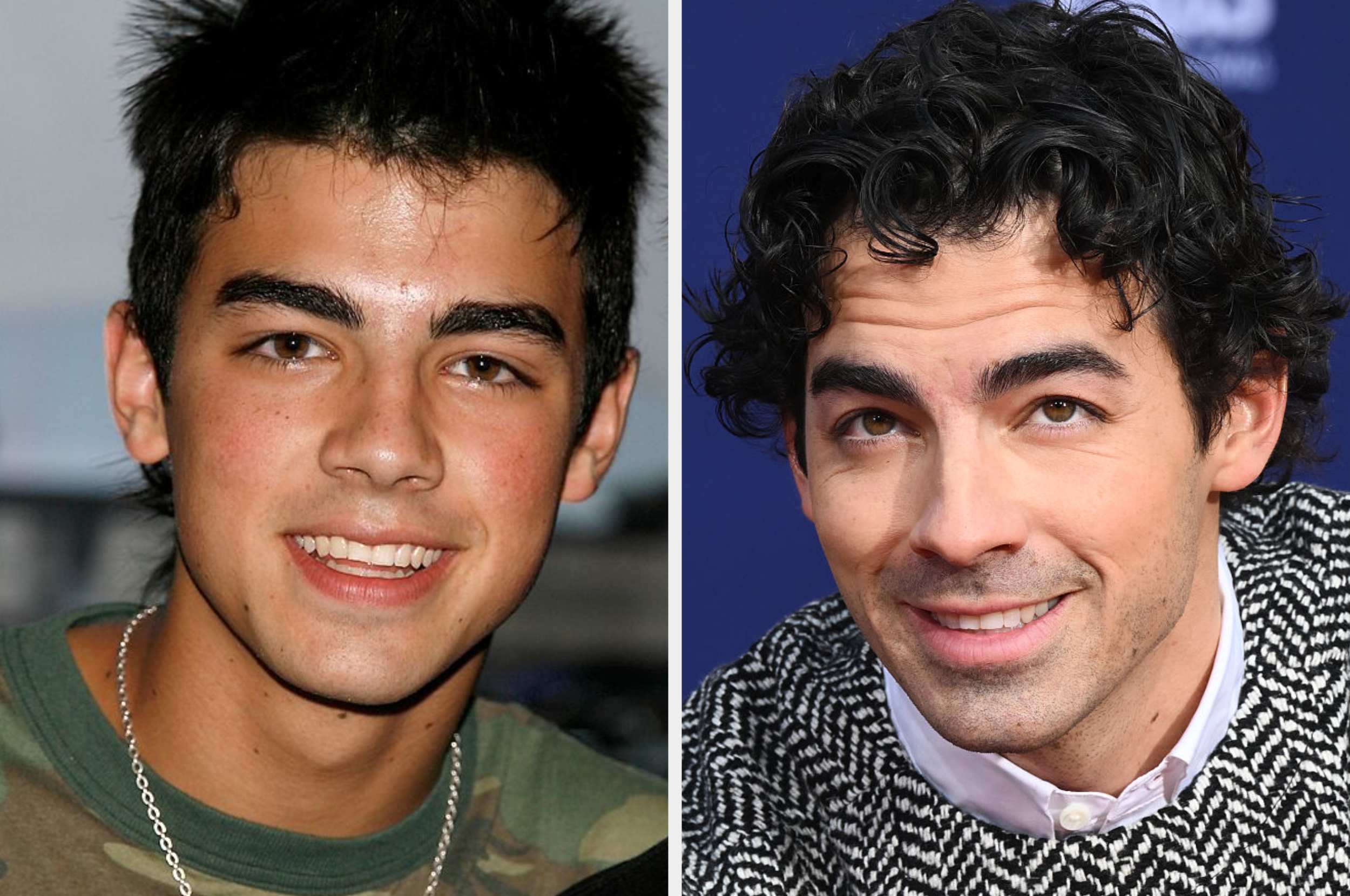 Two images broadside by broadside amusement the aforesaid antheral astatine antithetic ages, showcasing youthful and mature appearances with chiseled hairstyles