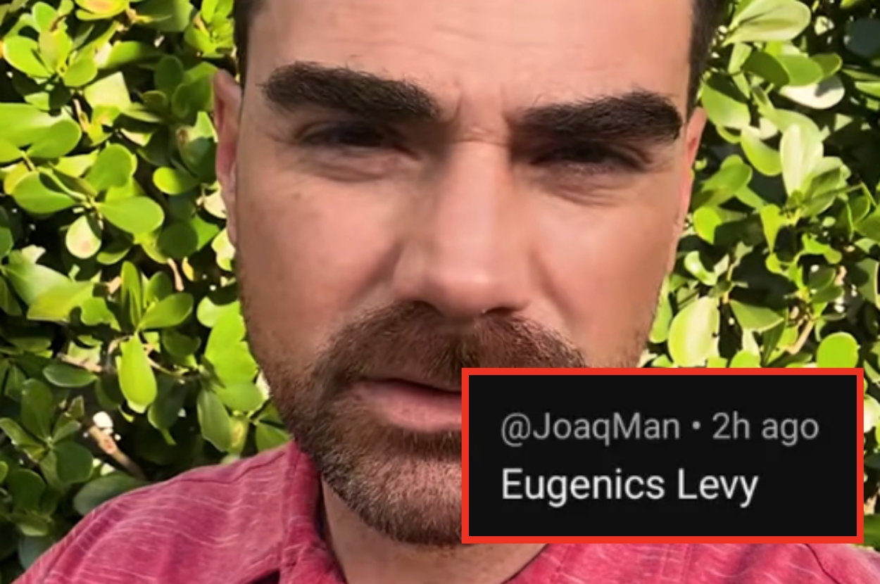 A man outdoors with dense foliage in the background. Text overlay reads, "@JoaqMan · 2h ago Eugenics Levy."