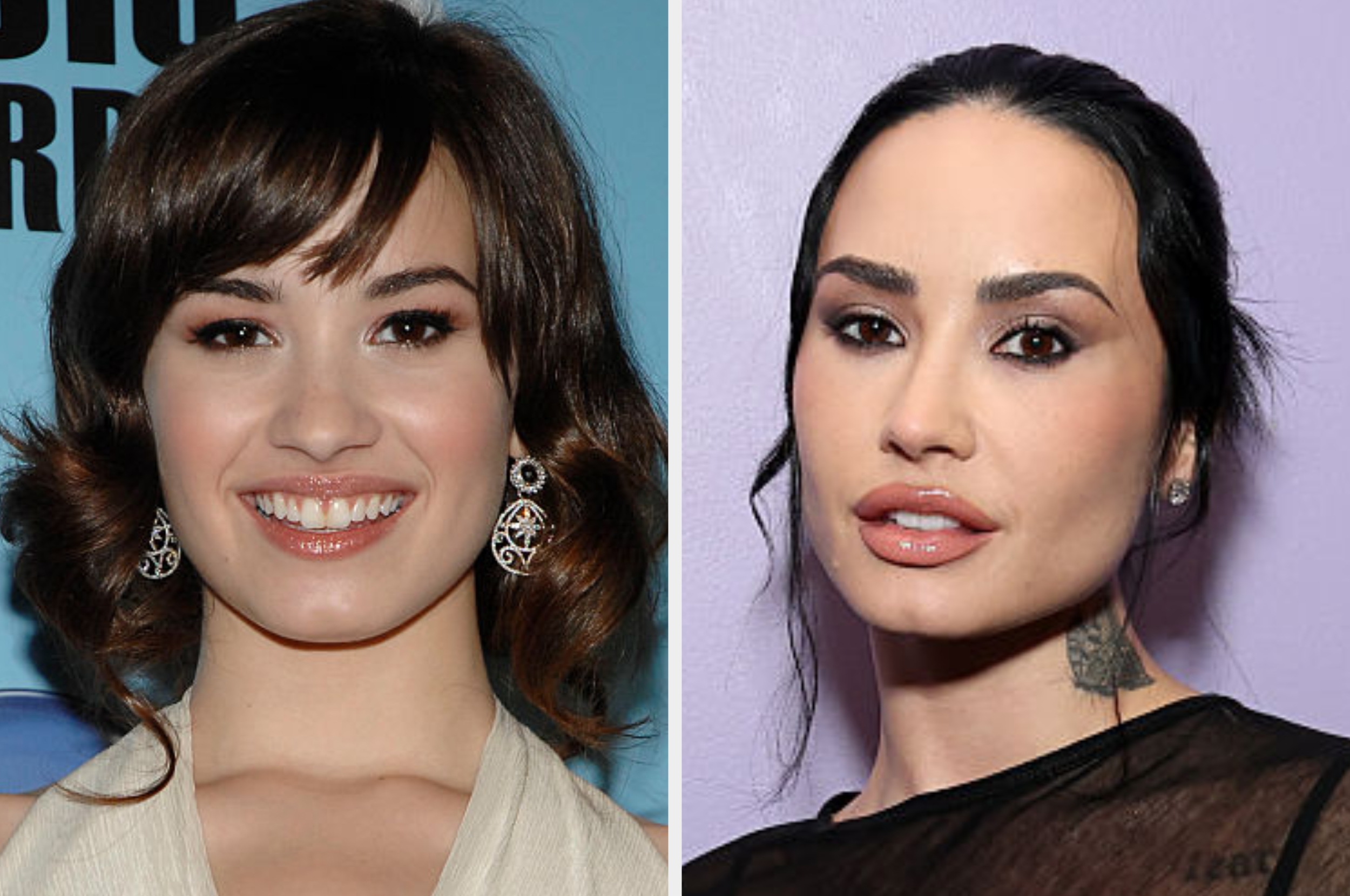 Serious look with slicked-back hairsbreadth and tattoos