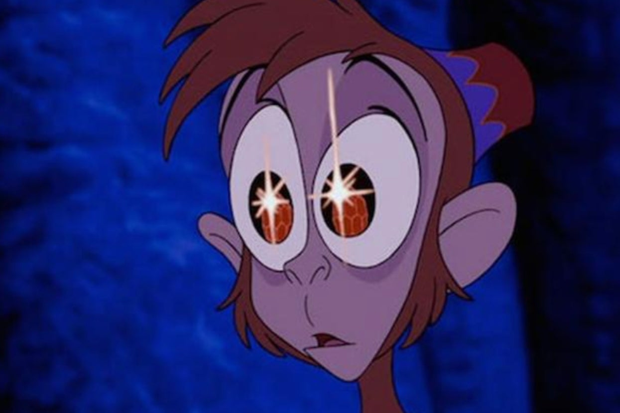 Animated character with large, mesmerized eyes reflecting stars, appearing surprised or enchanted