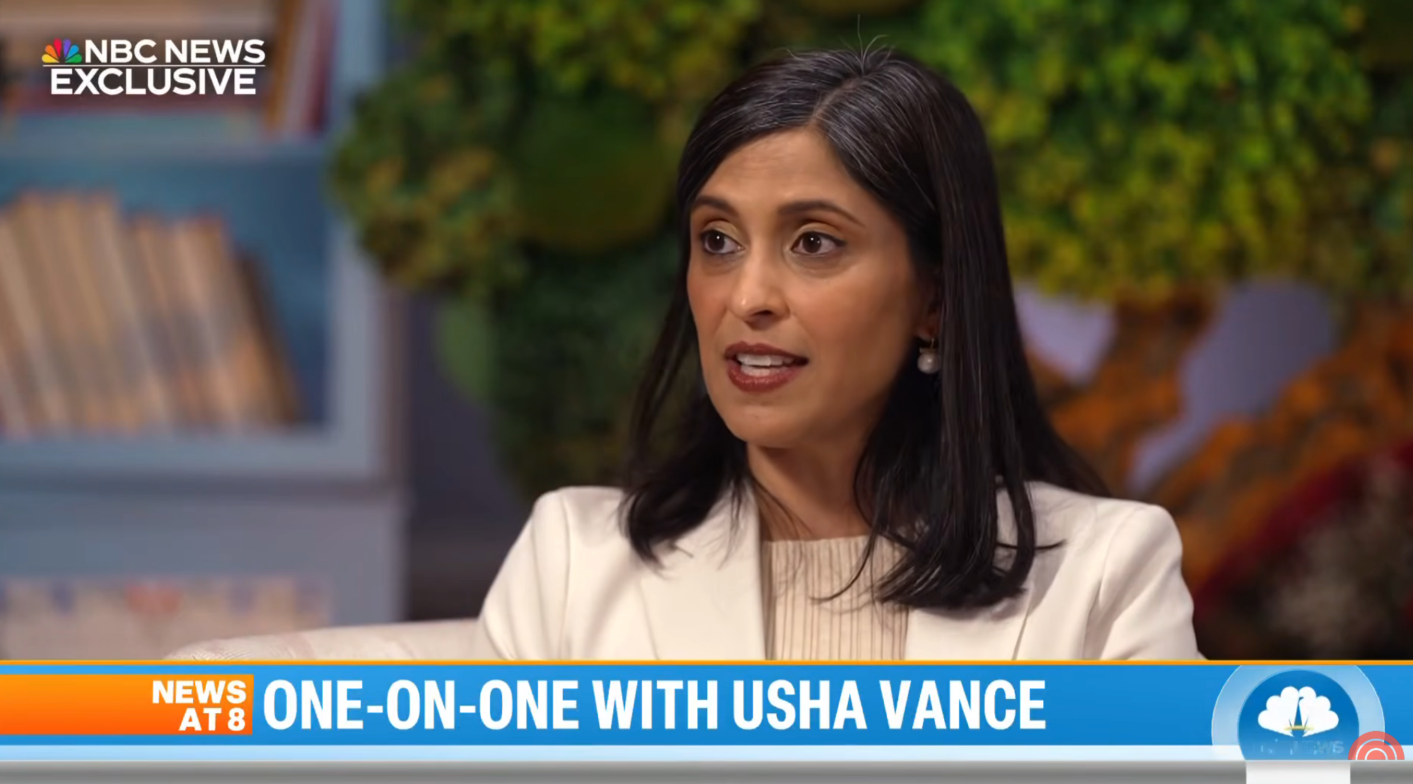 Person being interviewed connected NBC News for an exclusive conception titled "One-on-One with Usha Vance"