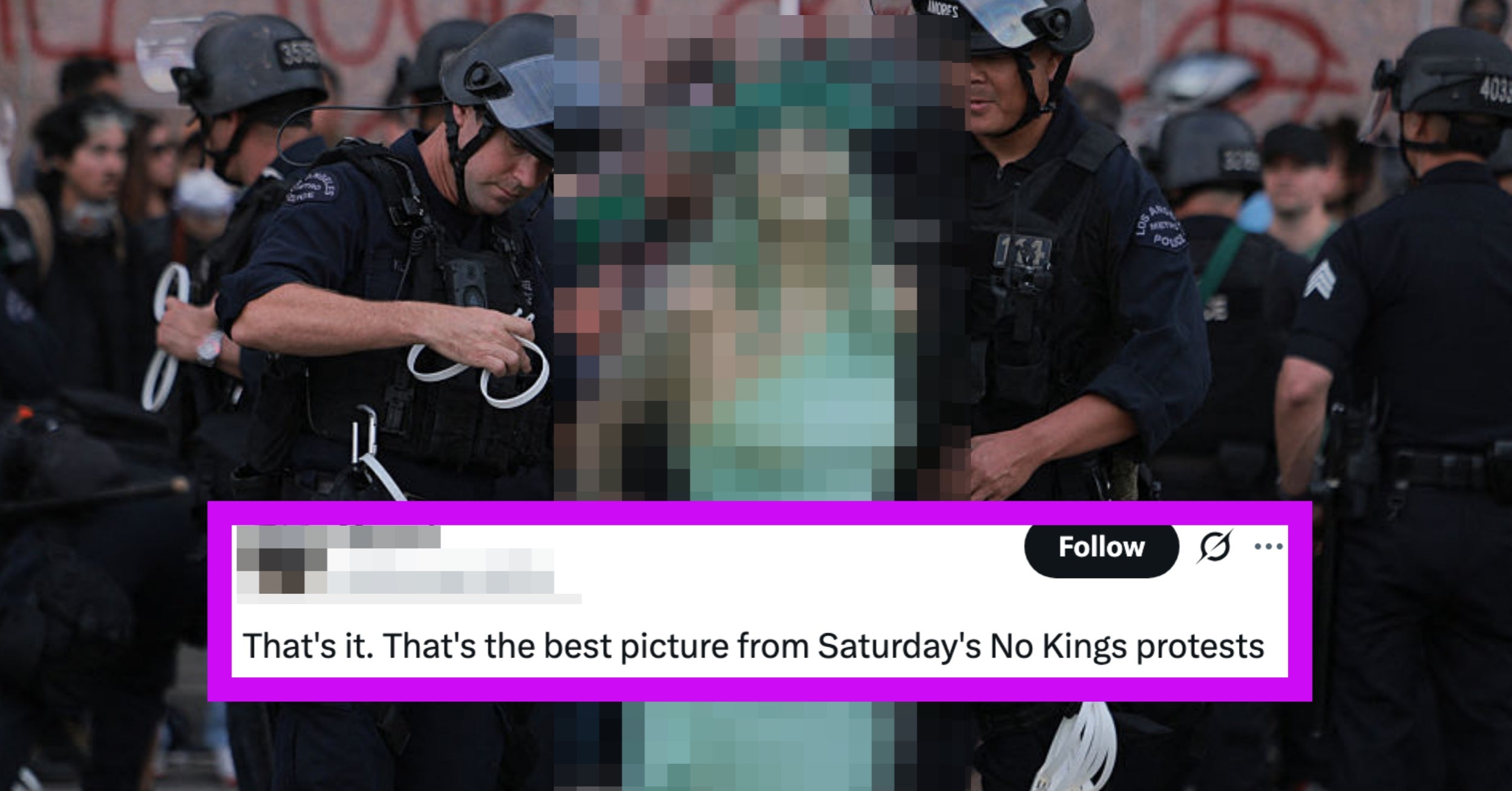 This Photo Of A "No Kings" Protester Getting Arrested Is Going Mega Viral, And People Are Calling It A "Generational Shot"