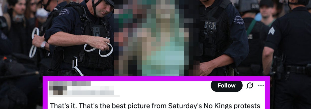This Photo Of A "No Kings" Protester Getting Arrested Is Going Mega Viral, And People Are Calling It A "Generational Shot"