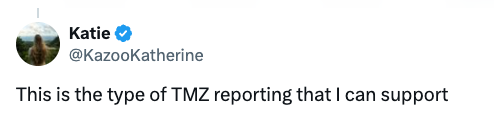  "This is the benignant   of TMZ reporting that I tin  support."