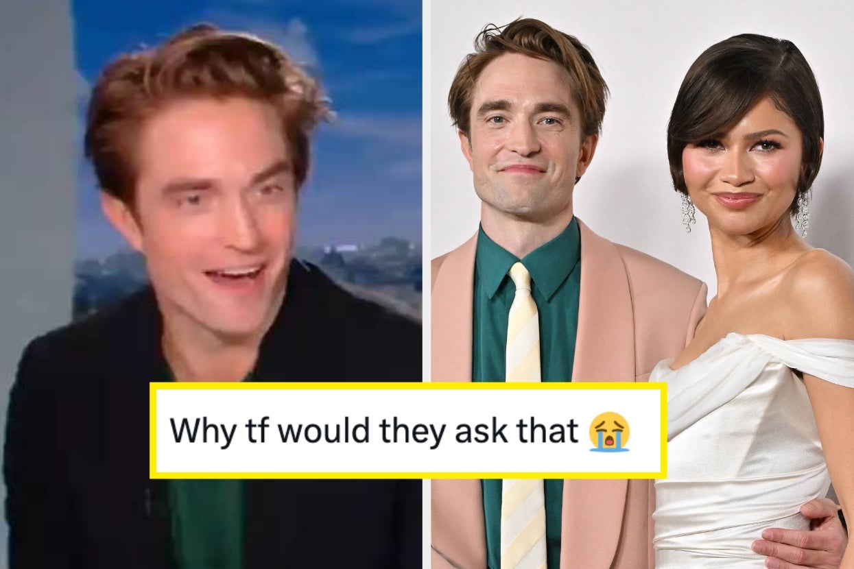 Actor in an interview with a surprised expression. Image caption reads, "Why tf would they ask that," with a crying-laughing emoji