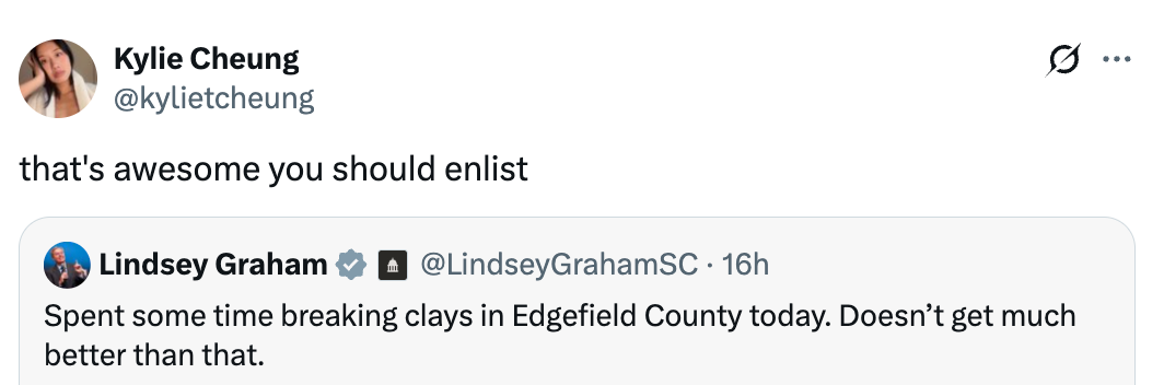 Screenshot of a tweet reply   suggesting enlistment, responding to a tweet astir  breaking clays successful  Edgefield County
