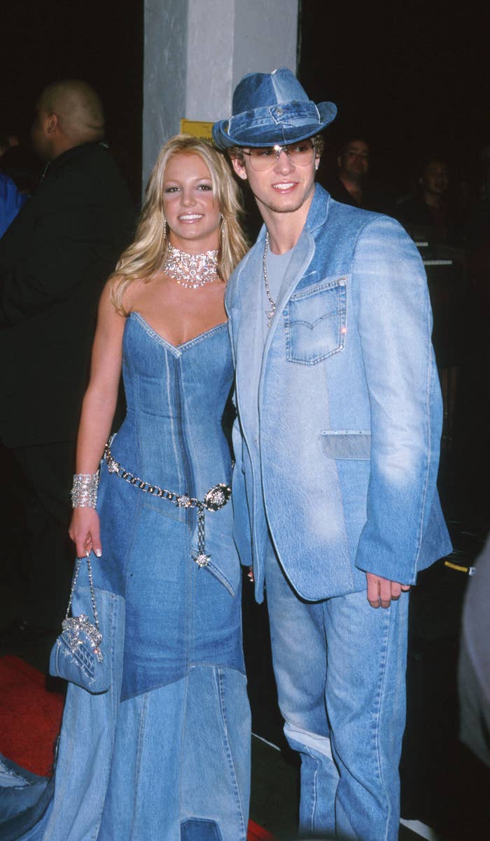 Britney and Justin Timberlake wearing denim outfits
