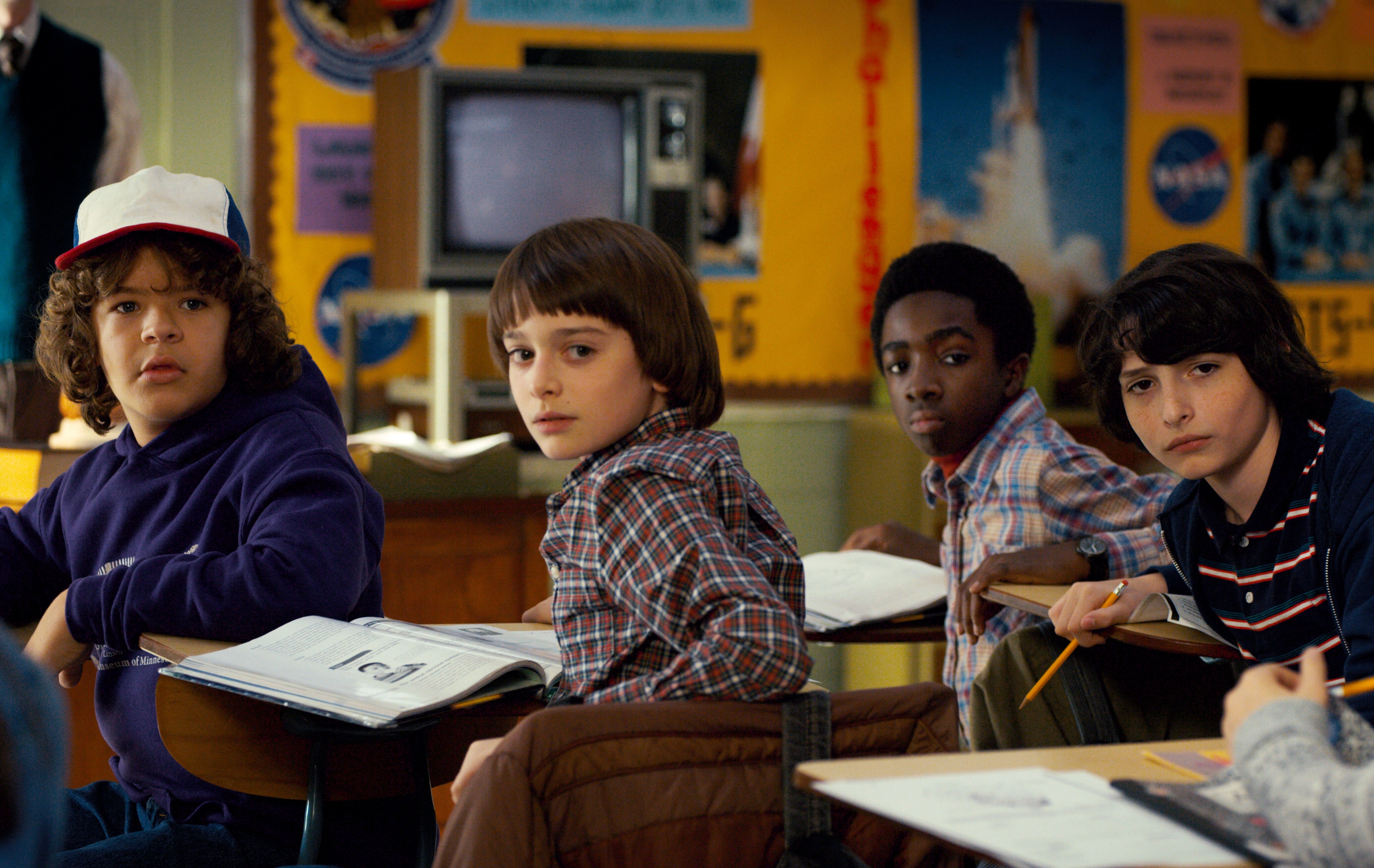 Gaten Matarazzo, Noah Schnapp, Caleb McLaughlin, Finn Wolfhard in "Stranger Things"