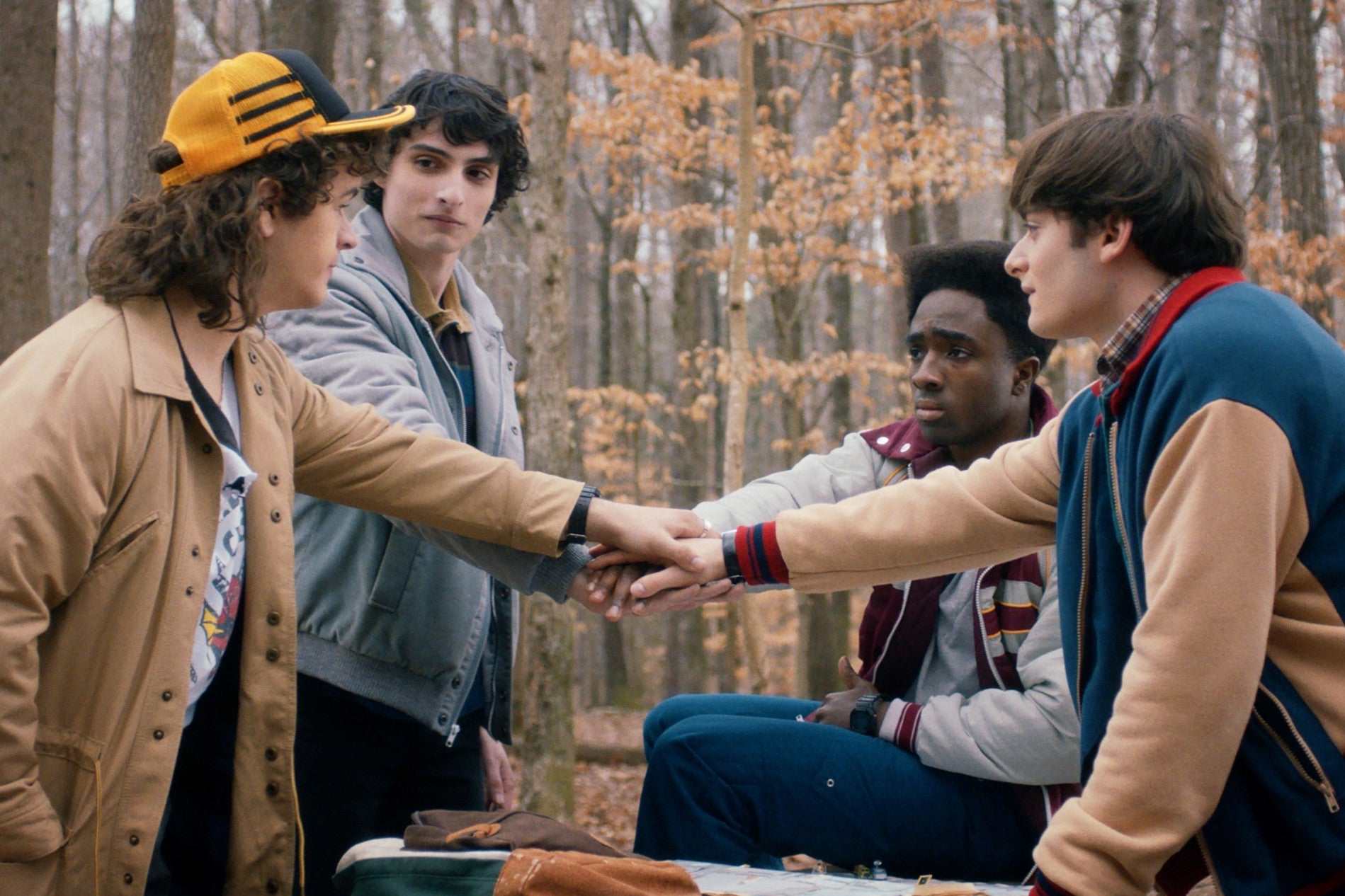 Gaten Matarazzo, Finn Wolfhard, Caleb McLaughlin, Noah Schnapp in "Stranger Things"