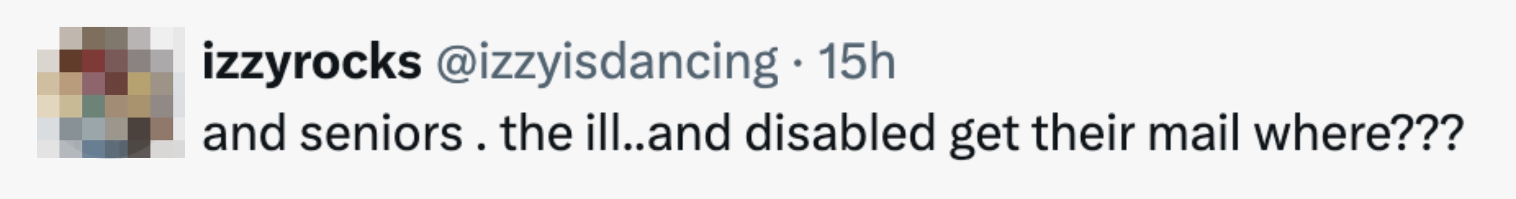 Comment questioning wherever  seniors, the ill, and disabled radical   person   their mail