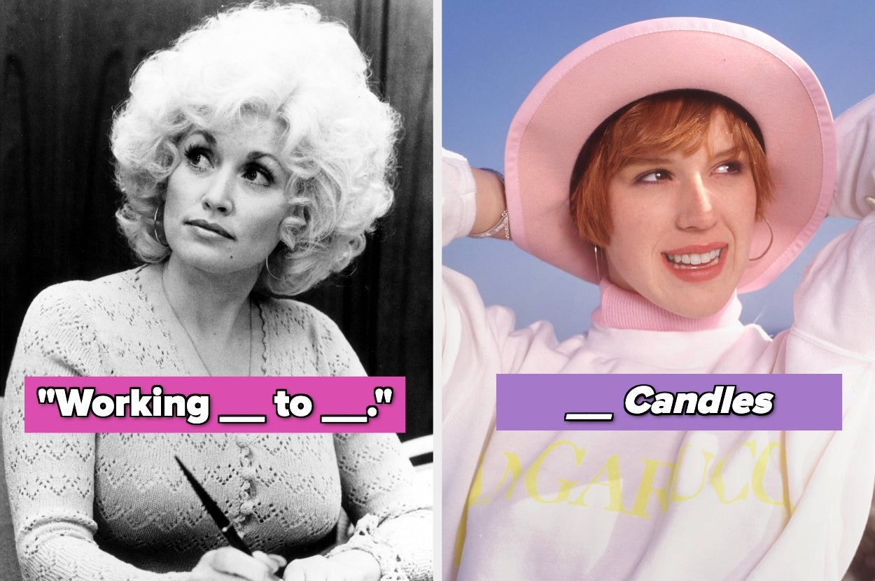 Left: Person with curly hair holding a pen, text says "Working __ to __." Right: Person in a hat with text "__ Candles."