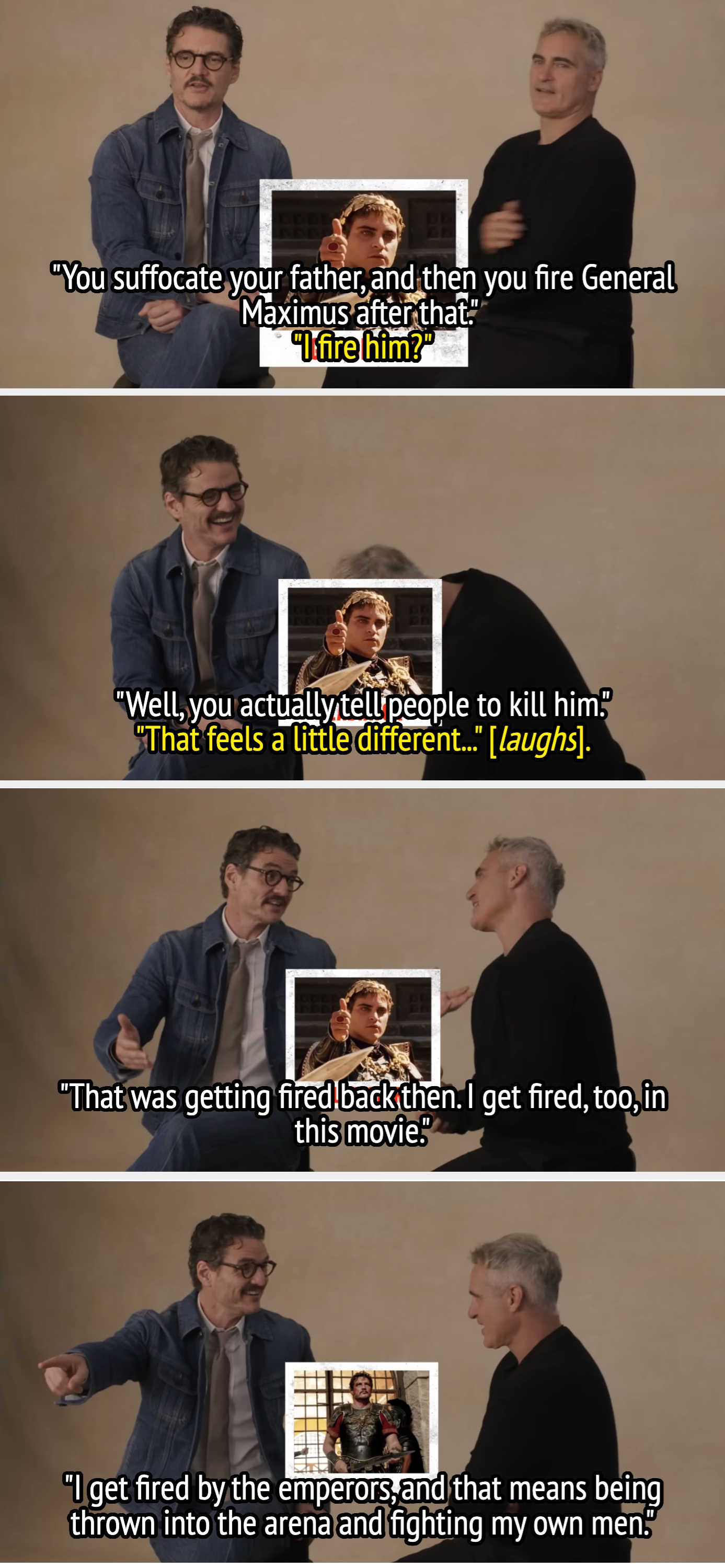 People joking astir  movie   roles with added humorous substance   captions