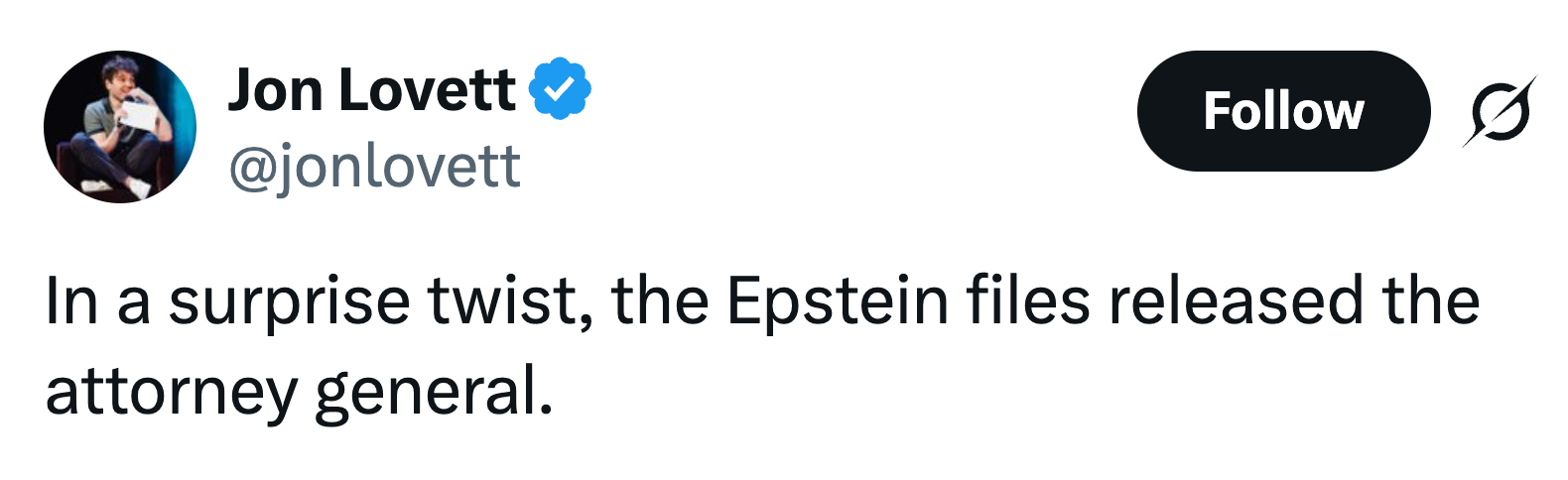 Tweet av Jon Lovett: 