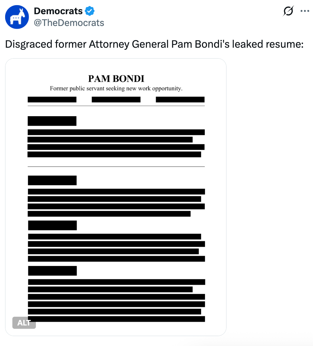 Bilde som viser en kraftig redigert CV med tittelen 