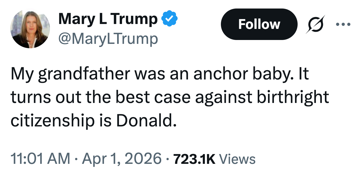 Tweet fra Mary L Trump som sier: 