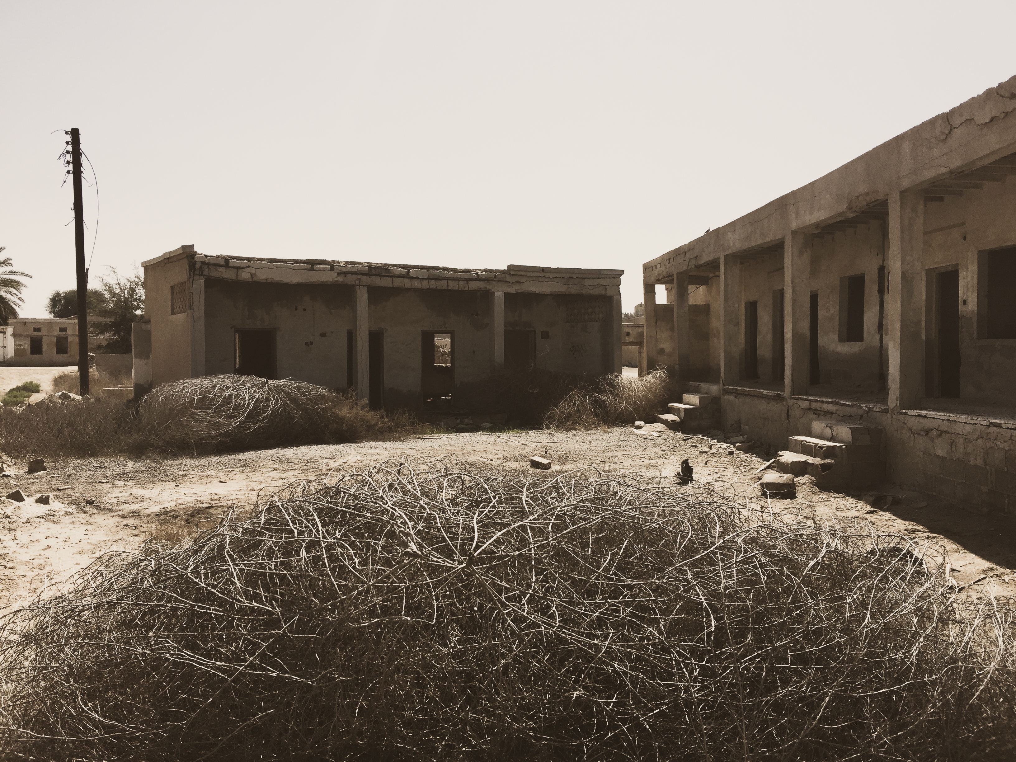 Abandoned buildings with breached windows, surrounded by ample piles of ligament and debris, successful a desolate area