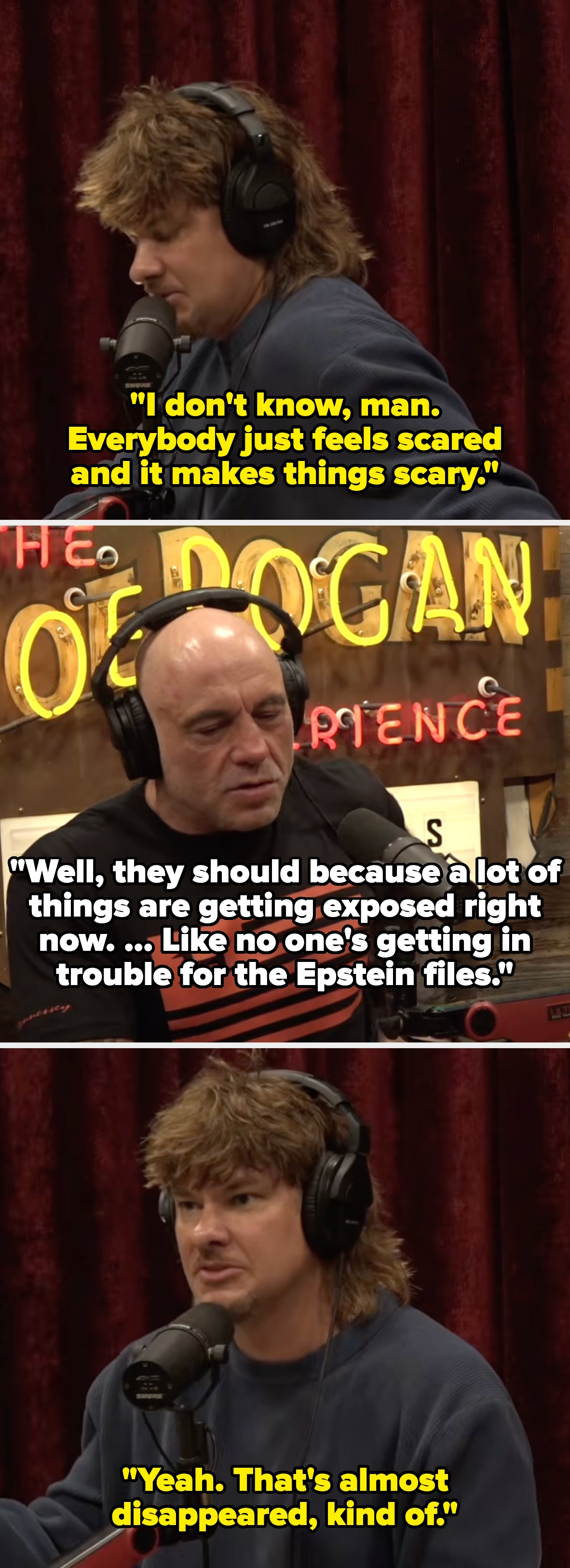 Person wearing headphones, speaking into a microphone with a neon podcast motion   successful  the background