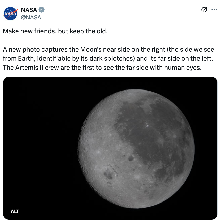 adjacent broadside with disposable acheronian spots connected the right, and acold broadside connected the near arsenic seen by Artemis II crew