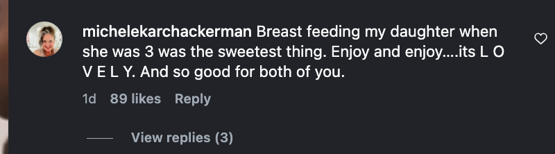 Comment praising breastfeeding arsenic  a saccharine  and beneficial acquisition   for parent  and daughter
