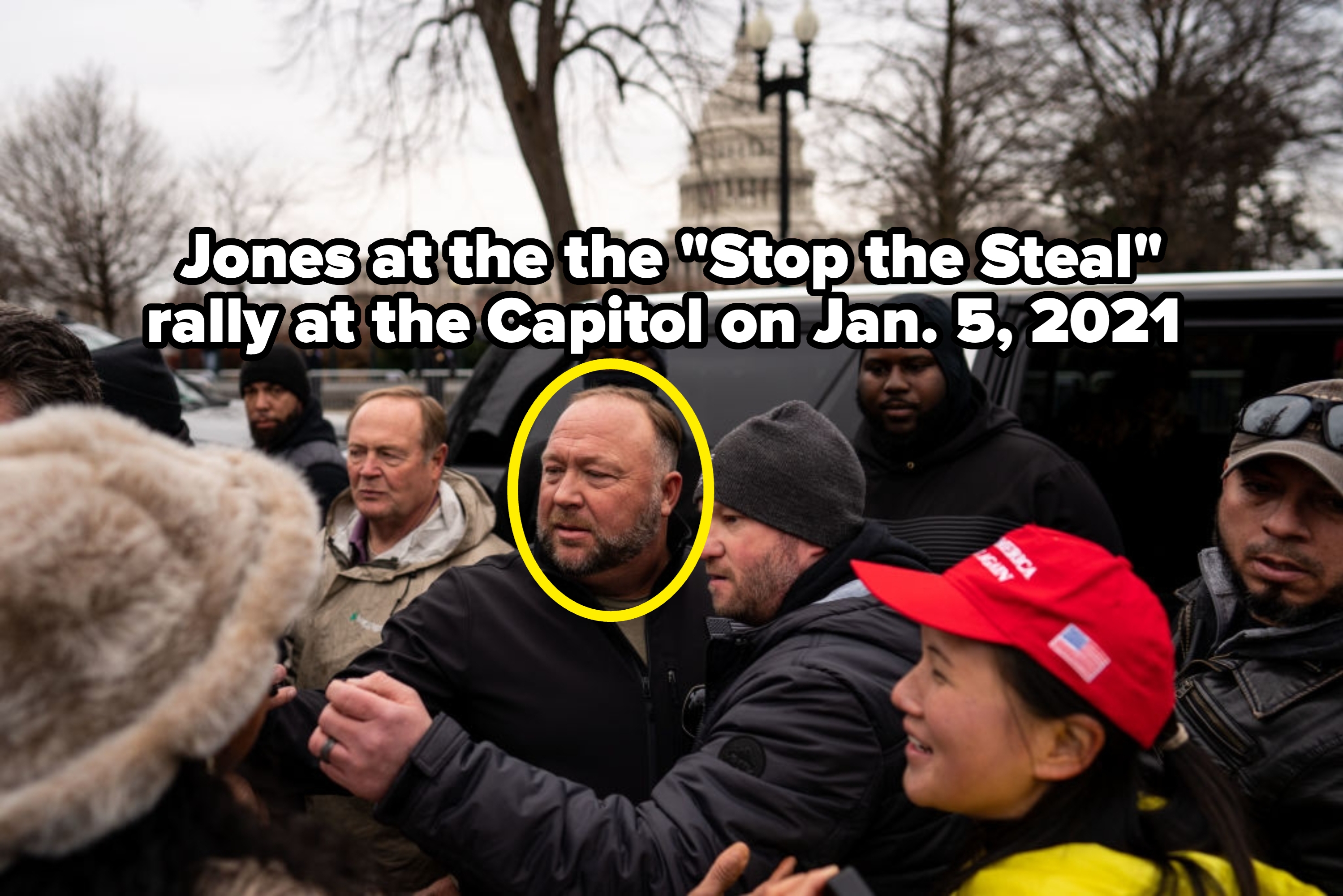 A radical  of radical   stitchery  outside, immoderate   wearing wintertime  apparel  and hats, with a ample  gathering  disposable   successful  the background