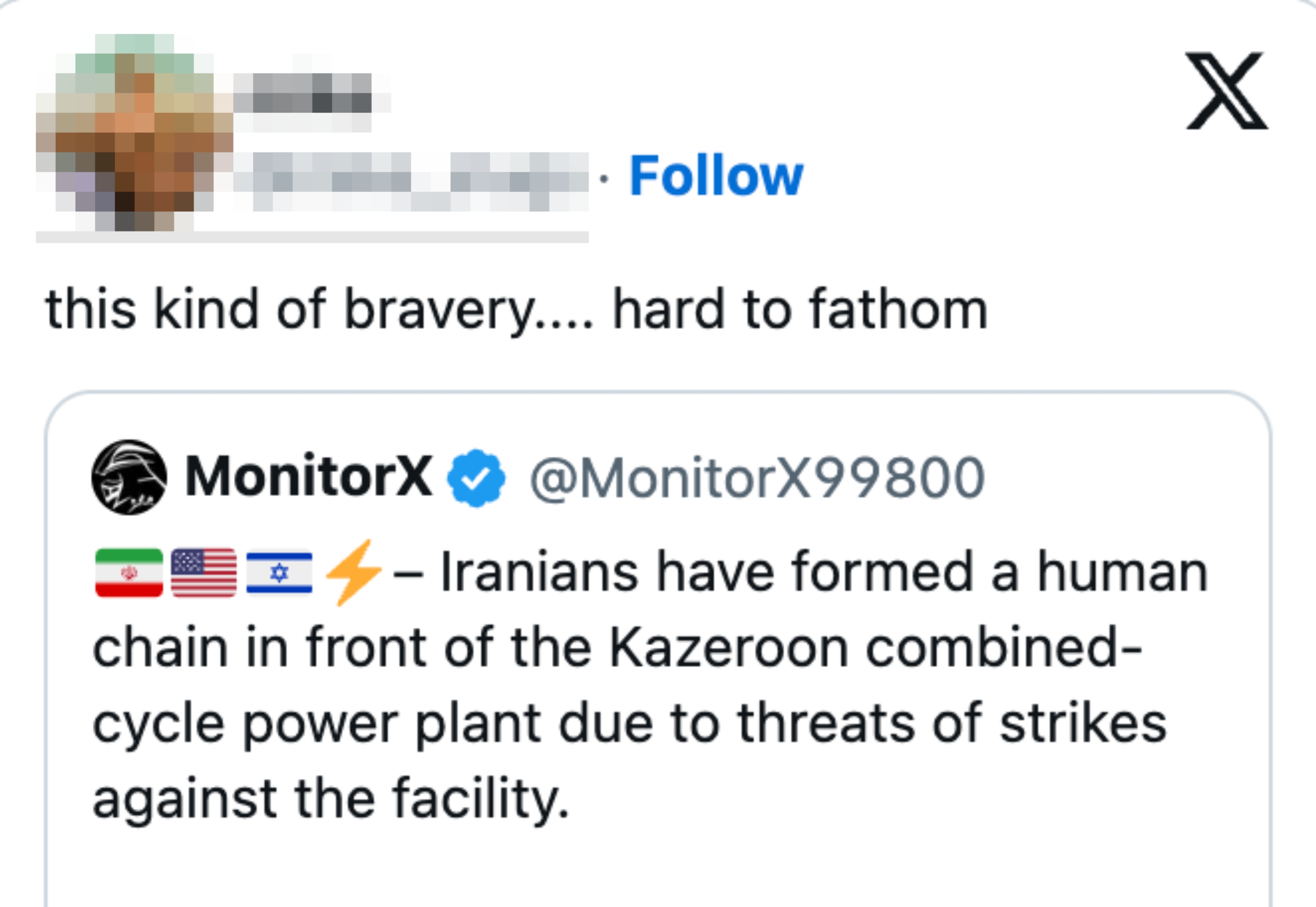 Social media station showing idiosyncratic absorption to quality of Iranians forming a quality concatenation astatine a powerfulness works amid onslaught threats
