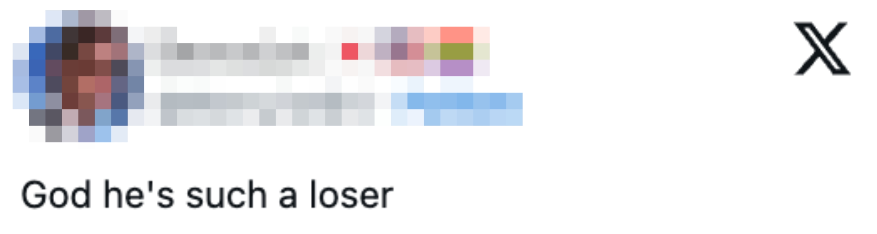 Tweet saying, "God he's specified a loser," with nationalist and pridefulness emblem emojis